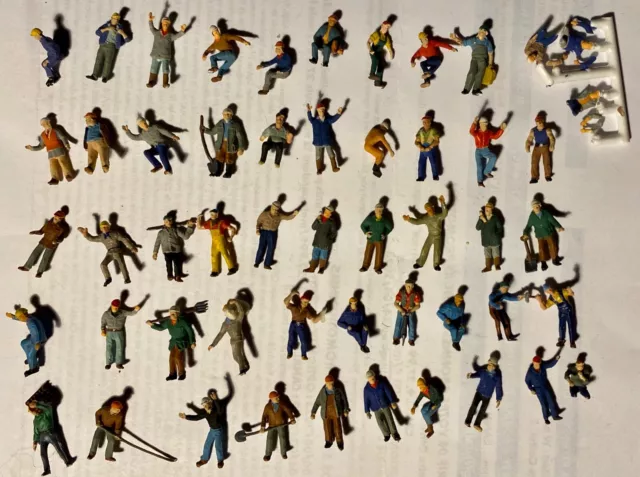 Preiser HO 50 figurines travailleurs chantier personnages peints