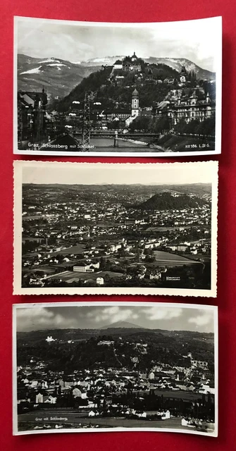 3 x Foto AK GRAZ Steiermark 1938 Schlossberg mit Schöckel und Panorama  ( 87266