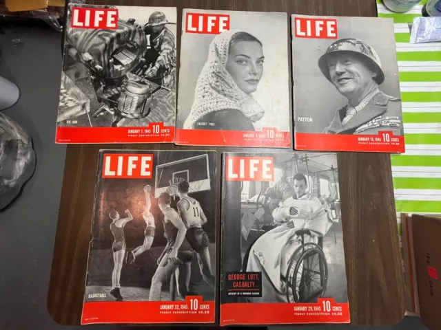 1945 Life Magazine Complete Month Of January 1, 8, 15, 22, 29