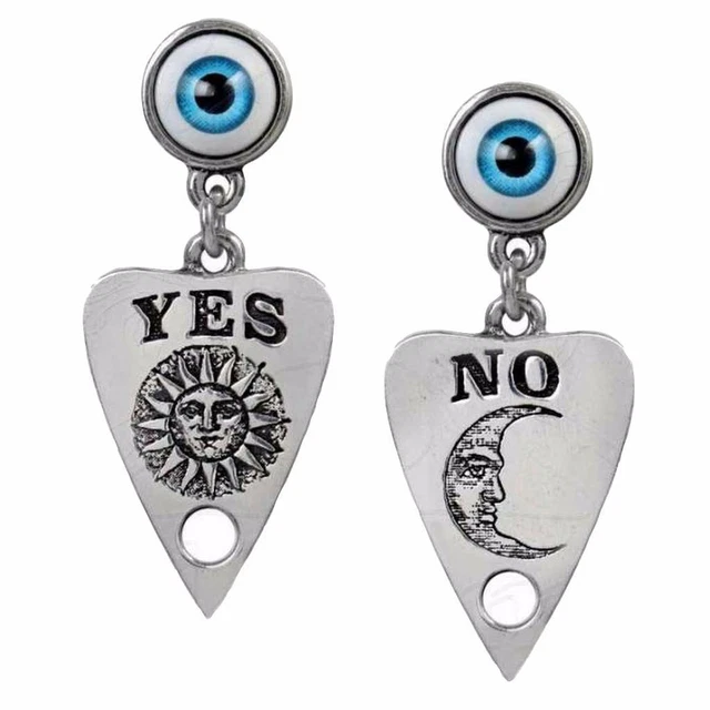 ALCHEMIE PLANCHETTE OUIJA SPIRIT BOARD OHRRINGE Gothic Eye Seance + KOSTENLOSE TASCHE