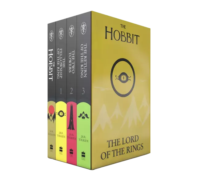 NEW The Hobbit & Lord of the Rings 4 Books Collection JRR Tolkien Book Gift Set