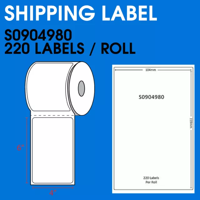 3 x 4XL Rolls (660 Labels) Dymo Compatible Labels (4x6") (104x159mm) S0904980 3