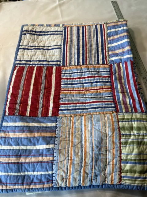 Pottery Barn Kids Striped Patchwork Crib Throw/ Hanging Quilt Multicolored Sham