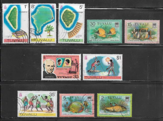 B17/401] Lotto Collezione Costruttore/Banca TUVALU 10 diversi francobolli selezionati