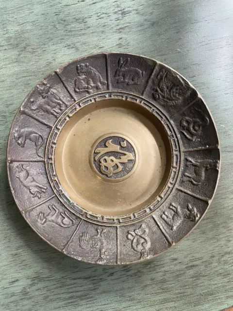 Antique bronze Bowl With 12  Zodiac Signs Made In Korea