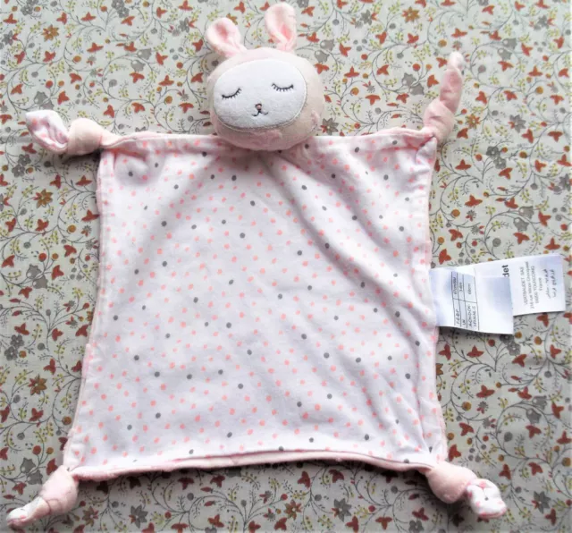 L/ Doudou Vertbaudet Lapin Rose Gris Pois Dormeur Etoiles En Relief 32Cm Neuf