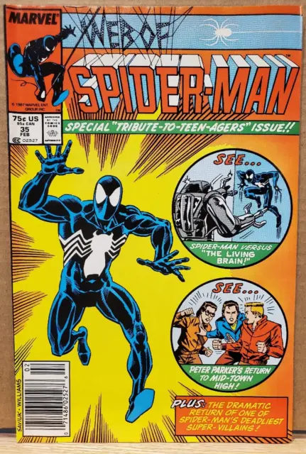 Web of Spider-Man 35 Newstand Living Brain Gerry Conway Alex Saviuk 1988 Marvel