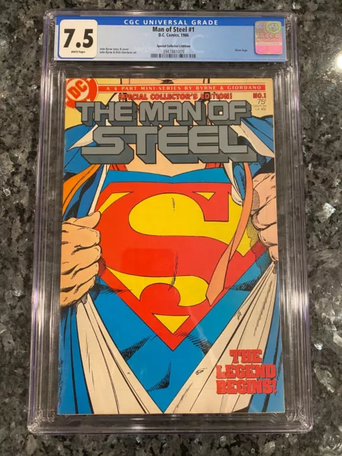 CGC 7.5 Man of Steel #1-1986 Special Collector's Edition silver logo