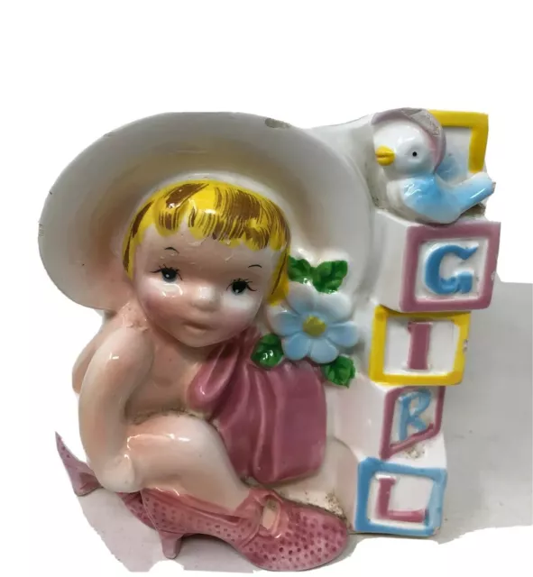 Japan 1950's Rubens Shoes Baby Girl Vintage Planter Vase