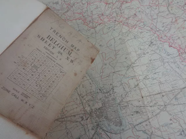 WW1 TRENCH MAP of the YPRES SALIENT with BATTLE of PASSCHENDAELE Start Positions