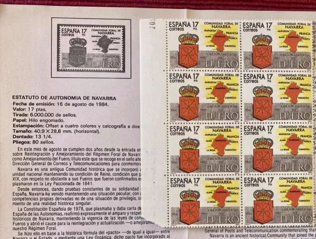 Sellos 1984, 6 Sobres Primer Dia Circulación, 24 Sellos (Navarra, Castilla-Leon, 2