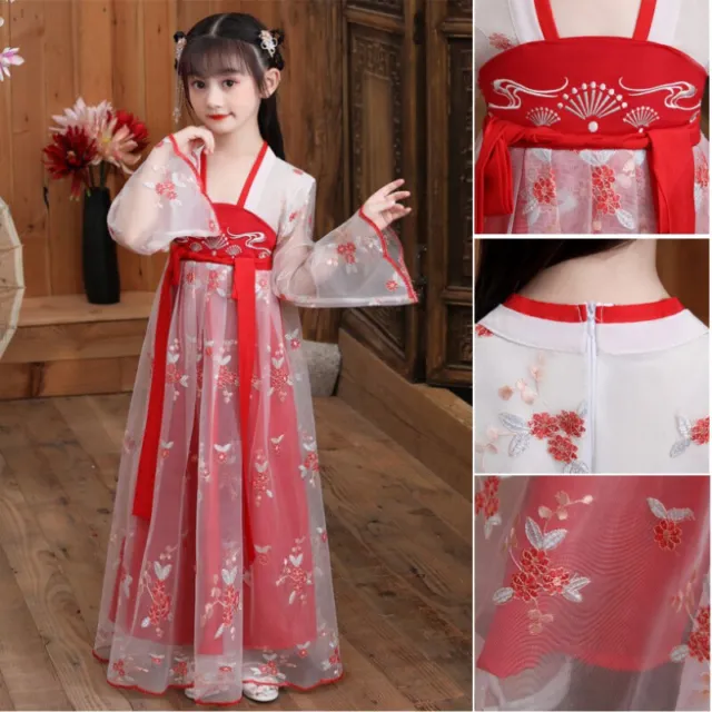 Bambino Ragazze Hanfu Abito Cinese Decorato Principessa Palco Costume Ttang 7