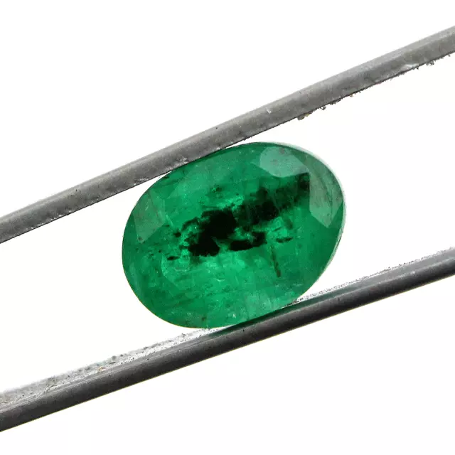Piedra preciosa de corte ovalado de esmeralda de Zambia de color verde...