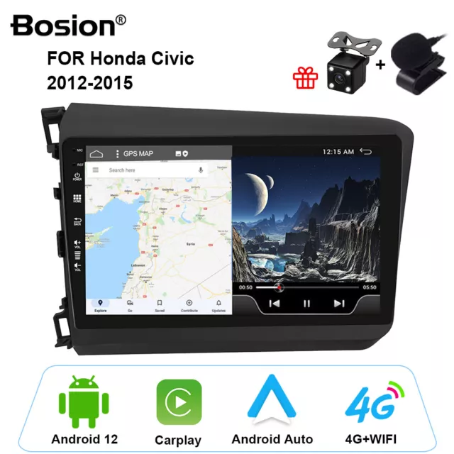 Autoradio 9"" per Honda Civic 2012-2015 Android 12 GPS NAVI DSP CarPlay 6G+128G