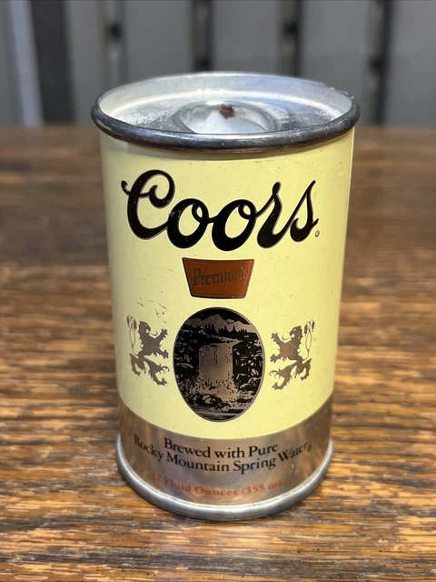 Vintage 3 Inch Mini COORS Premium Metal Beer Can Bic Lighter Holder