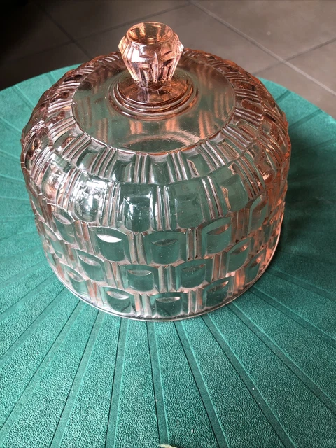 ANCIENNE CLOCHE À fromage en verre à décor sculpté de fleurs - XXe EUR