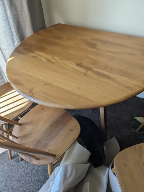 Ercol oval drop leaf windsor dining table and 4 ercol chairs