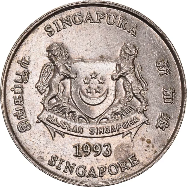 [#384350] Münze, Singapur, 20 Cents, 1993, Singapore Mint, SS+, Kupfer-Nickel, K