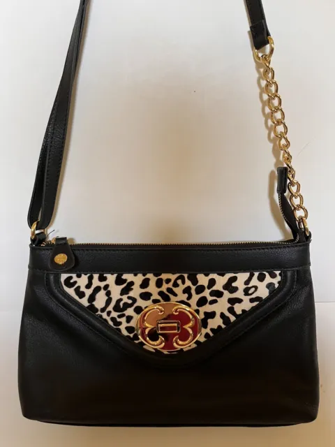 EMMA FOX BLACK White Leather Shoulder Cute Hobo Bag LARGE Handbag Purse  PreOwned $29.99 - PicClick