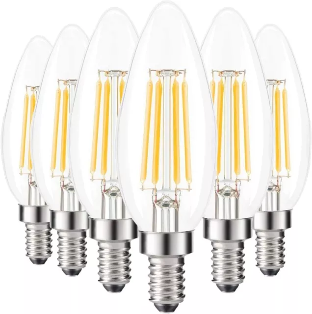 6 x E14 LED Filament Kerze Glühbirnen 4W - warmweiß kleine Schraube  2