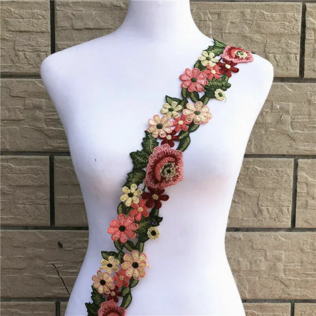 1 Yard Bunt Blume Gestickt Spitze Bänder Trim DIY Nähen Applique Kleidung Dekor