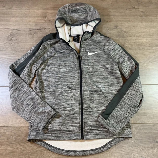 Kids Unisex Nike Basketball Dri Fit Heather Gray Athletic Hoodie Jacket Sz XL
