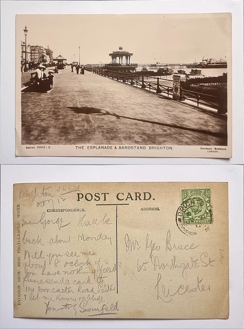 Bandstand Brighton Postcard 1912 Postmark Real Photograph Of Esplanade Sussex