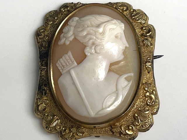Rare Broche/pendentif Argent Camé Ancien COQUILLE