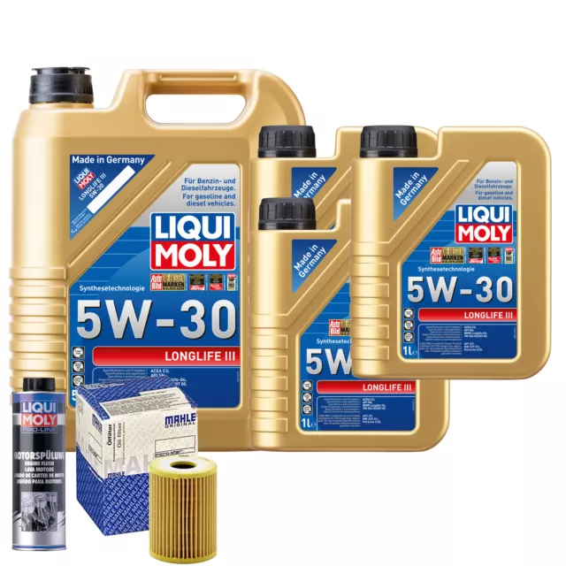 Motoröl 5W30 LIQUI MOLY Longlife Iii 8L+MAHLE Ölfilter +Spülung