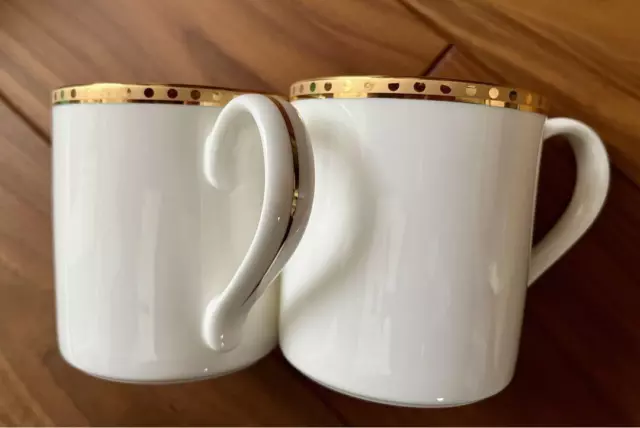 Tiffany & Co. Doré Bande Blanc Tasse Mug Porcelaine Café Japon Set 2 Avec / 3