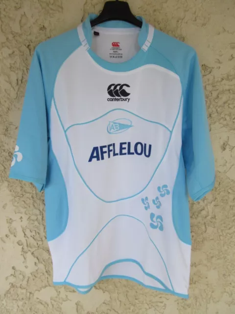 Maillot rugby AVIRON BAYONNAIS Bayonne shirt CANTERBURY Afflelou vintage L