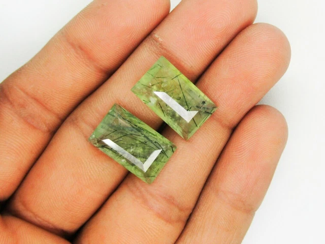 Incroyable qualité naturelle Prehnite pierres précieuses à facettes coupe...