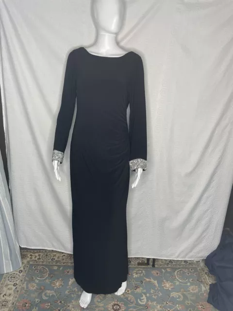 Marina Long Dress Gown 10 Black Glitter Embellished Beautiful