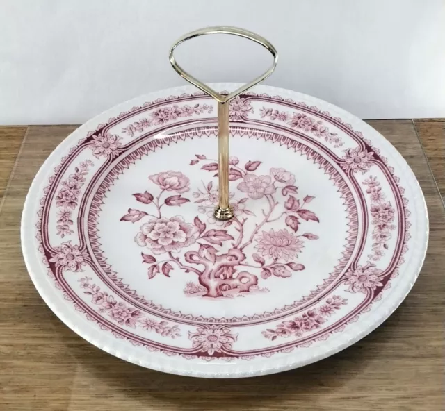 1950s Stoneware Serving Plate & Handle in Dorset Pink 25cm Wood & Sons England