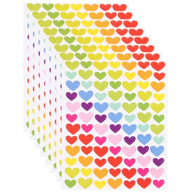 8 Sheets Beaux Stickers Pentagone D'amour Coloré Cœur Colorés Autocollant