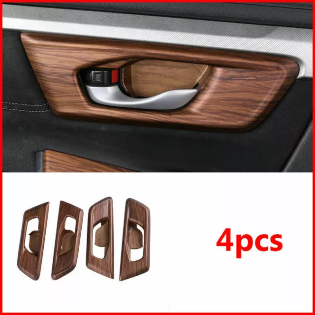 Peach Wood Grain Inner Door Handle Bowl Panel Cover Trim For Honda CRV 2017-2022