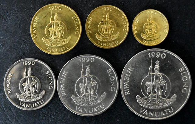 Vanuatu 1990  •  1 ~ 50 Vatu complete set (6) standard issue circulating coins