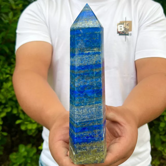 2.94LB Large Lapis lazuli quartz crystal obelisk point wand aura healing
