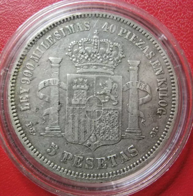 Espagne.  Ecu de 5 Pesetas argent, Amédée 1er 1871 Madrid. TTB