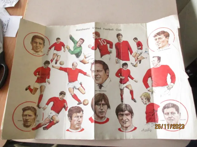 "Poster Manchester United Barry Lane 1970 17,5"" by 12,5"