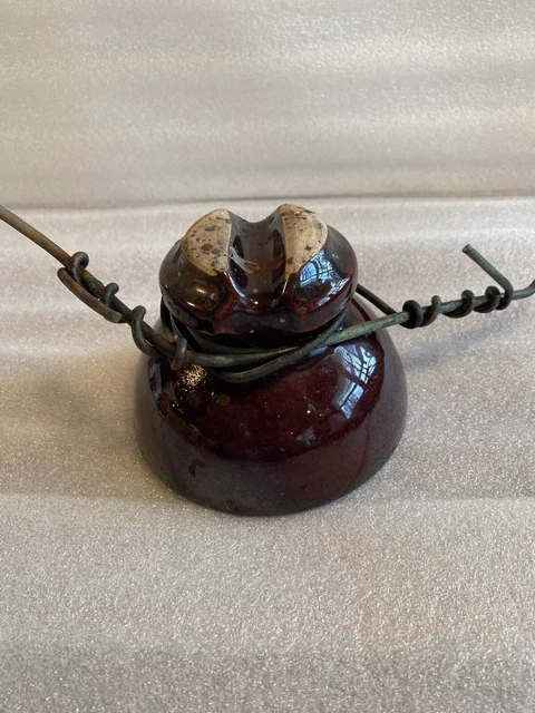 Vintage Brown Glazed Ceramic (Pinco?) Insulator with character!