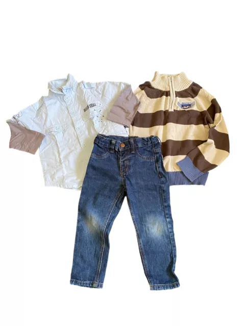 3 x Boys Jeans Shirt Jumper Clothes Clothing Bundle Lot Size 3