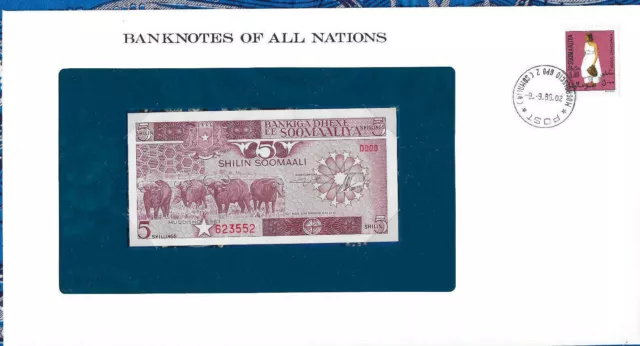 Banknotes of All Nations Somalia 1983 5 Shillings P-31a UNC Serie D.006