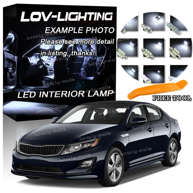 LED Interior Package Kit Bulb Xenon White 10pc Map For 2016 KIA Optima Xenon R7