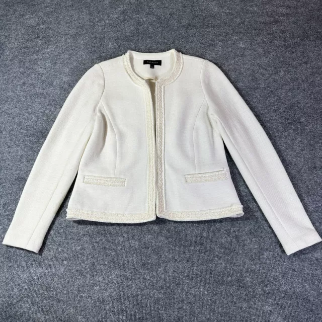 Talbots Blazer Womens Small Ivory Cotton Wool Blend Short Jacket S
