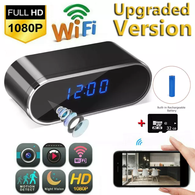 HD 1080P Spy Camera WiFi Hidden Wireless Night Vision Security Nanny Cam Alarm