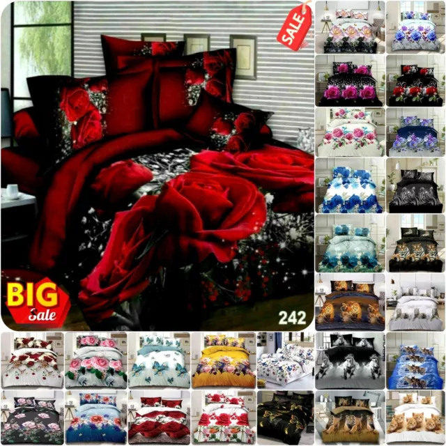 New Beautiful Design 3D Duvet Cover Bedding Set With Fitted Sheet & Pillow Case