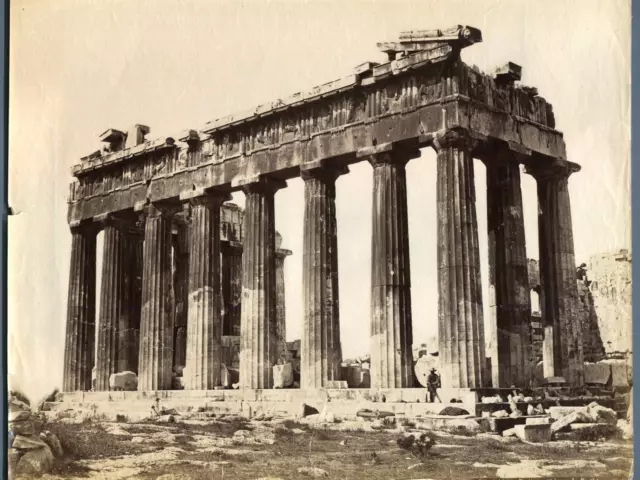 Bonfils. Grèce, Athènes, Partie postérieure du Parthénon  Vintage albumen print.
