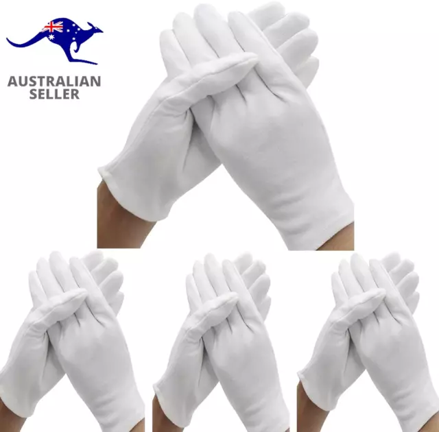 24 Pcs(12 Pair)White Cotton Gloves for Moisturizing, Eczema, Jewelry Inspection,