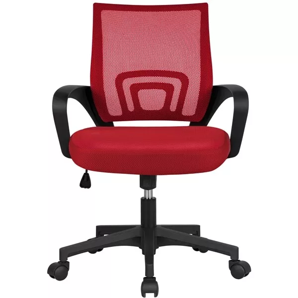 Chaise de bureau Fauteuil Bureau Ergonomique Pivotante Inclinable Tissu Rouge